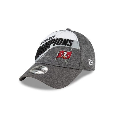 Grey Tampa Bay Buccaneers Hat - New Era NFL Conference Champions Official Locker Room 9FORTY Adjustable Caps USA0917648